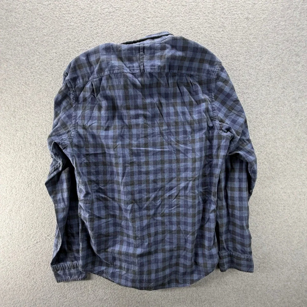 Banana Republic Luxe Flannel Slim Fit Shirt Mens Small Blue Black Buffalo Plaid